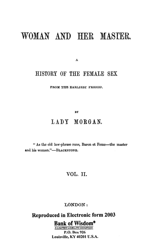 (image for) Woman and Her Masterr, Vol. 2 of 2 Vols. - Click Image to Close